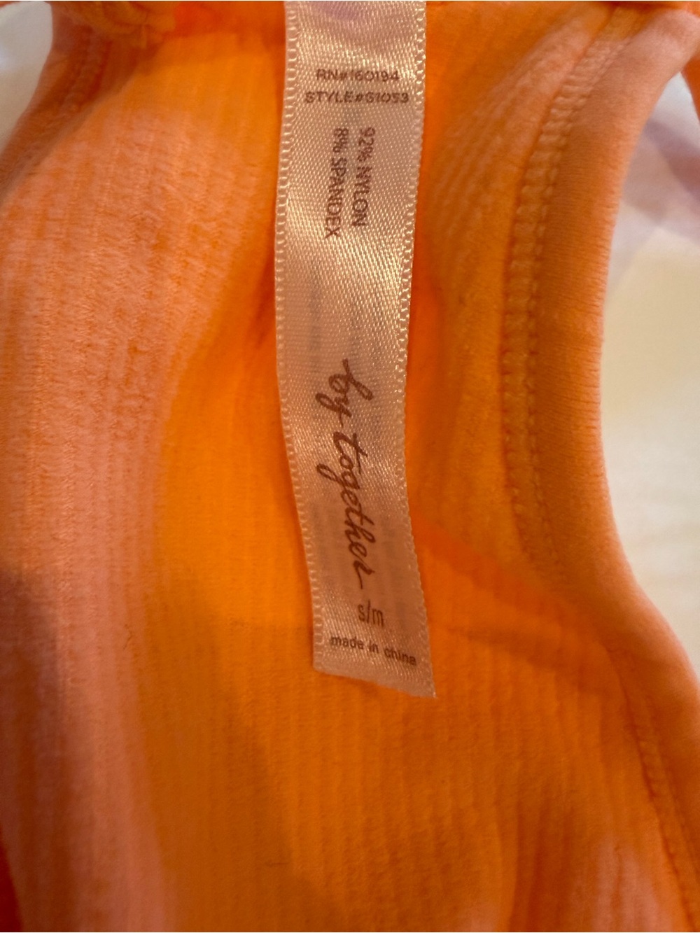 Together Orange Ribbed Racerback Tank - Picture 2 of 2